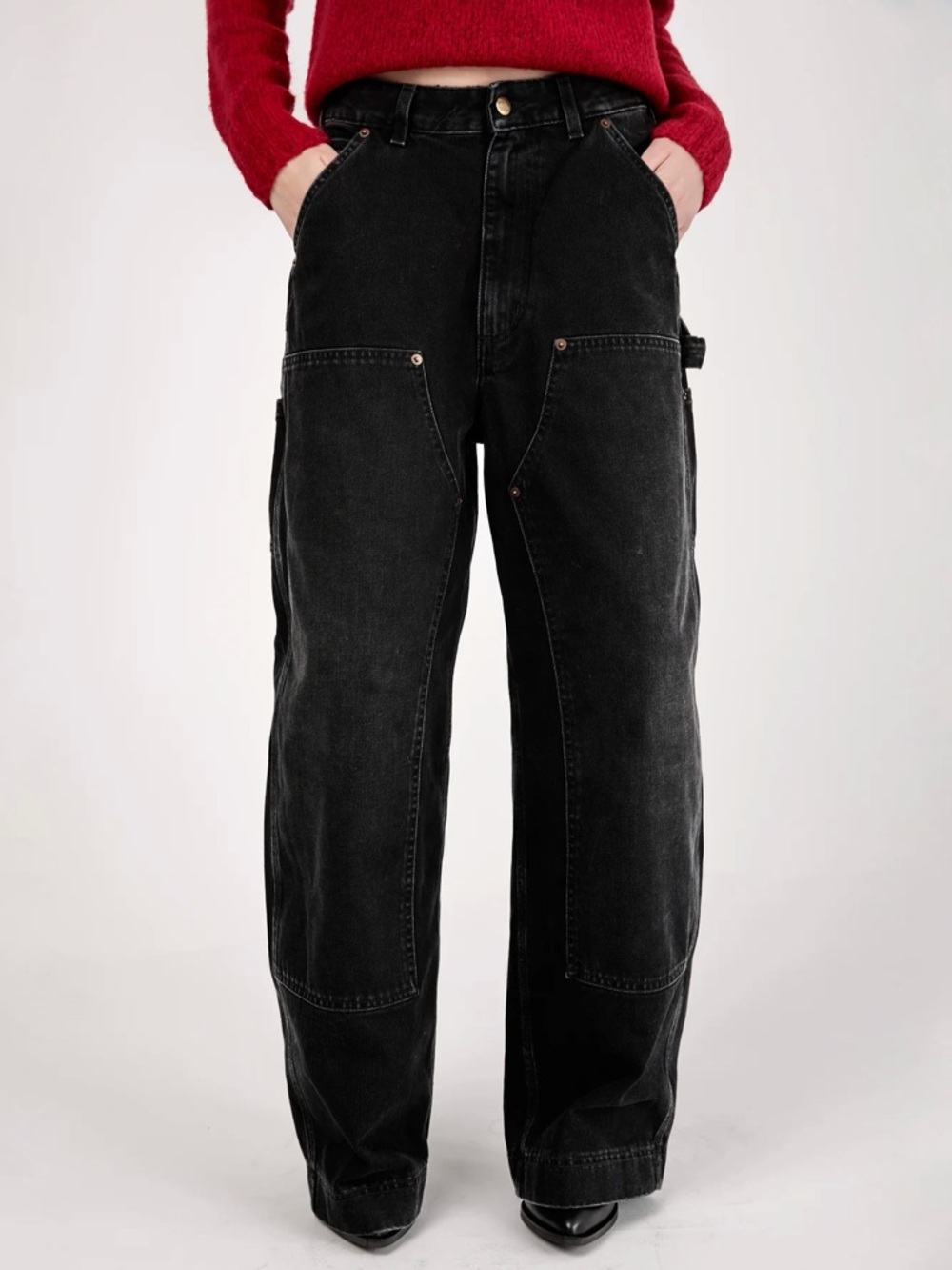 Washington Dee Cee Oversized Jean Carpenter Double Knee Pants in Work Black